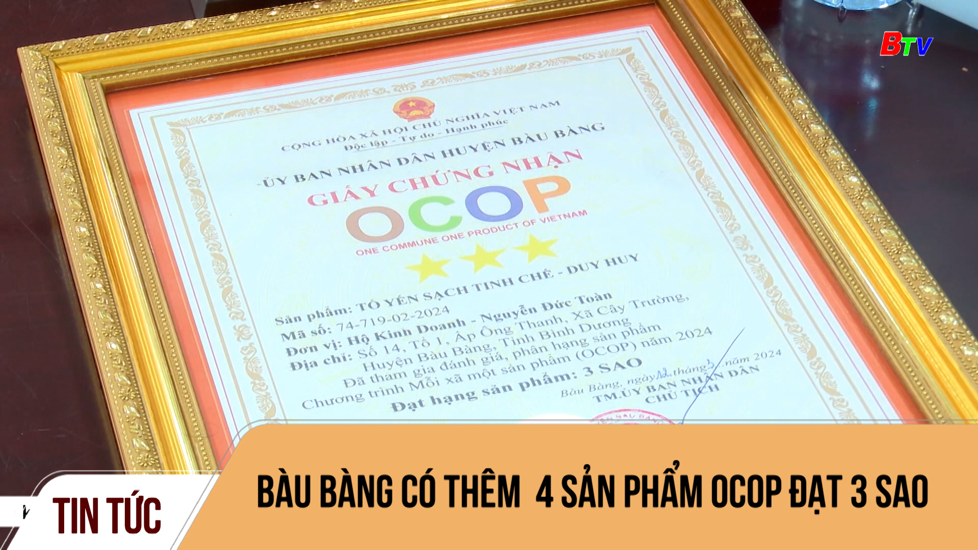 Bàu Bàng có thêm  4 sản phẩm OCOP đạt 3 sao